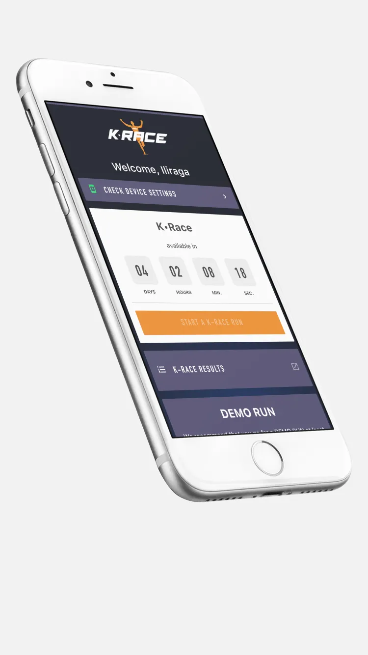 AMGEN K-RACE App Main View