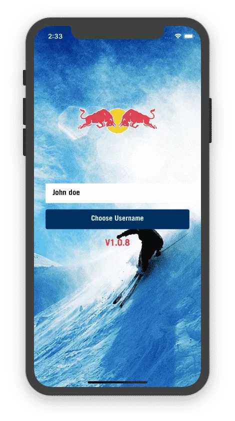 Login Screen of Ski Tracking Prototype