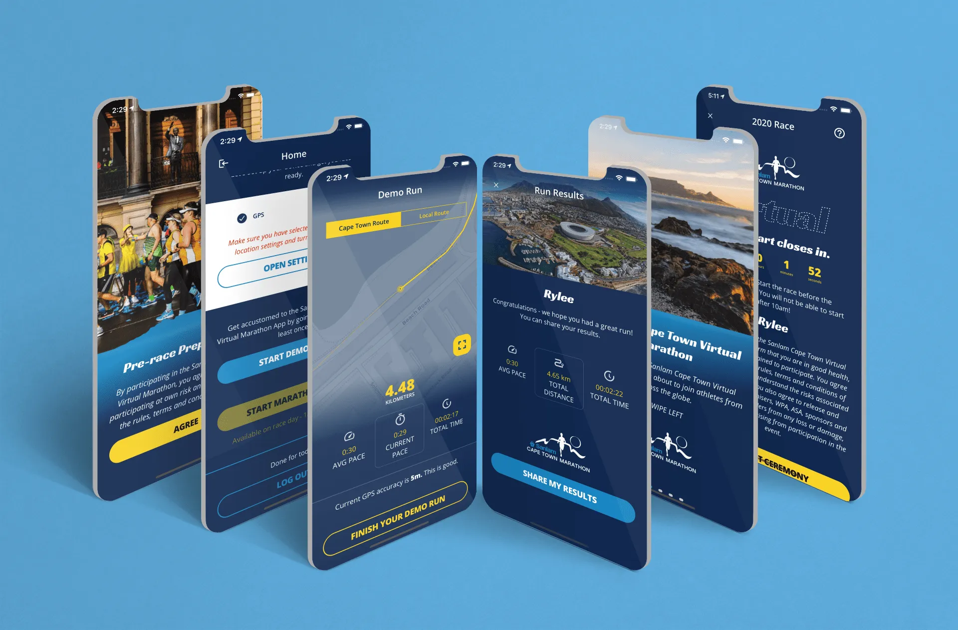 Six Screens of the Cape Town Marathon App