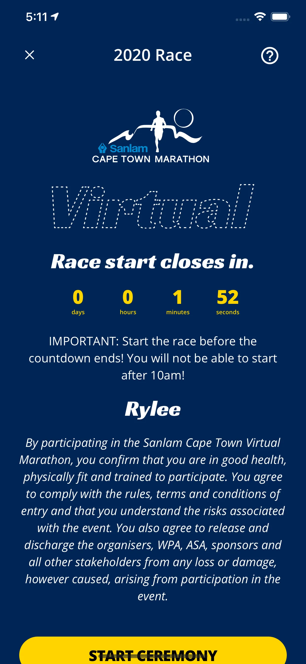 Pre-Race Countdown Screen