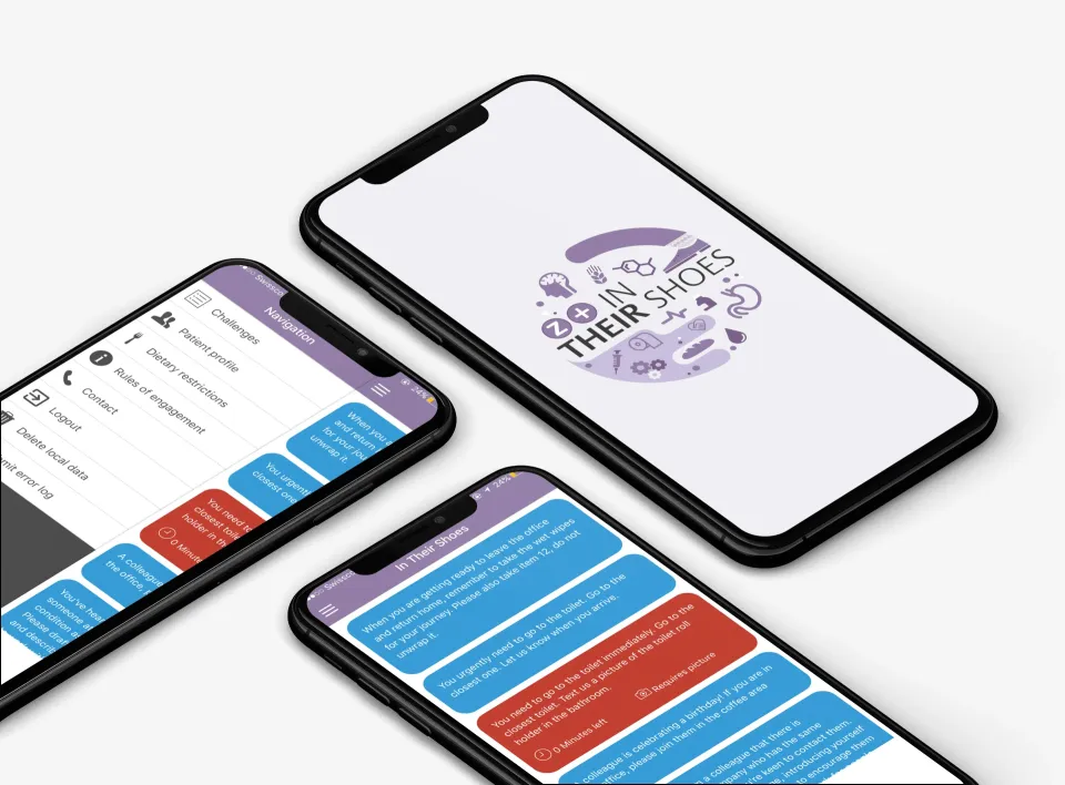 Takeda In Their Shoes Simulation on 3 iPhones