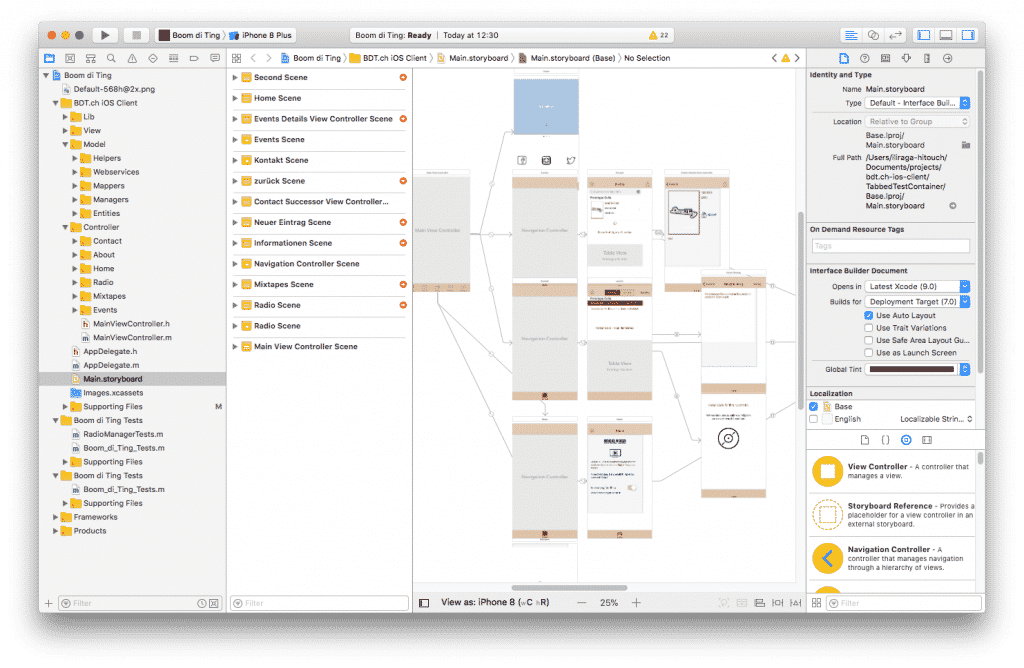 Screenshot aus einem nativen App-Projekt von IRTECH